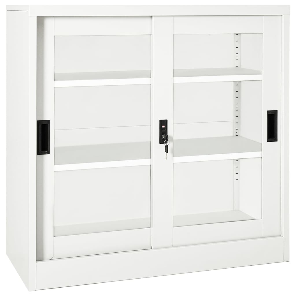 Sliding Door Cabinet White 90x40x90 cm Steel - R and M Furniture