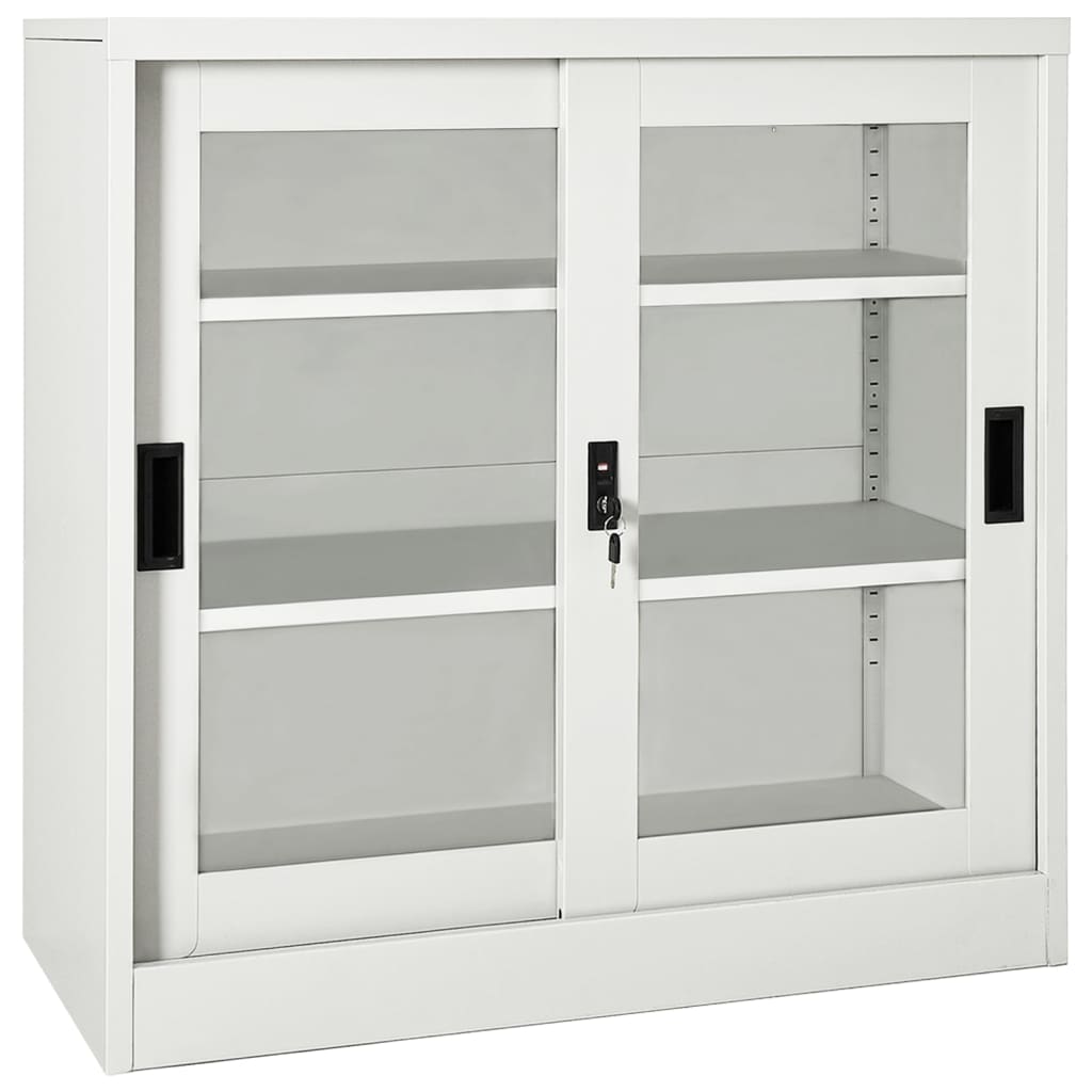 Sliding Door Cabinet Light Grey 90x40x90 cm Steel - Style and Chic