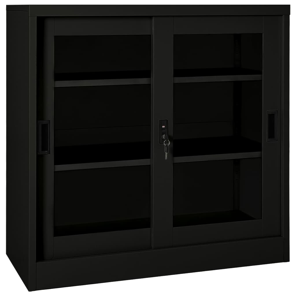 Sliding Door Cabinet Black 90x40x90 cm Steel - Direct Imports