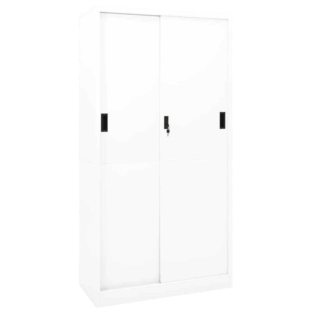 Office Cabinet with Sliding Door White 90x40x180 cm Steel - Merlin Deals