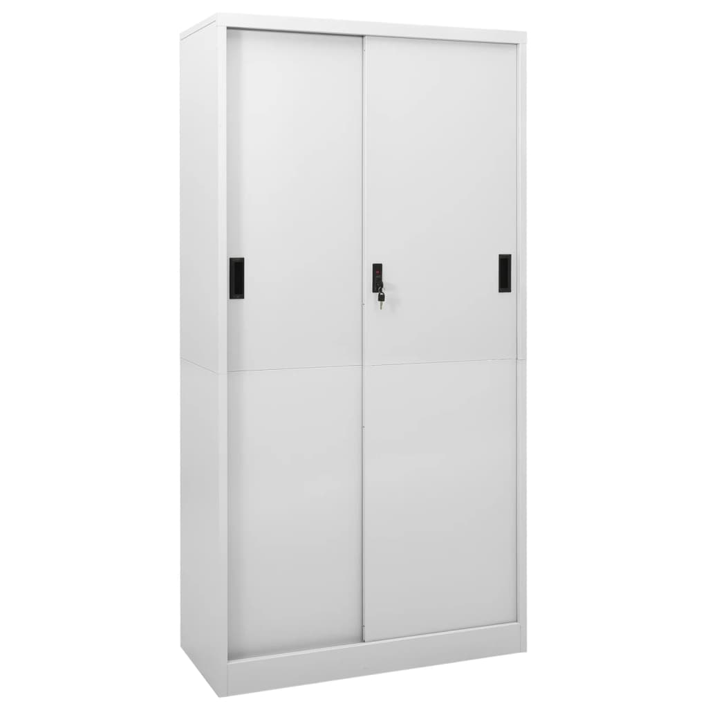 Office Cabinet with Sliding Door Light Grey 90x40x180 cm Steel - Merlin Deals