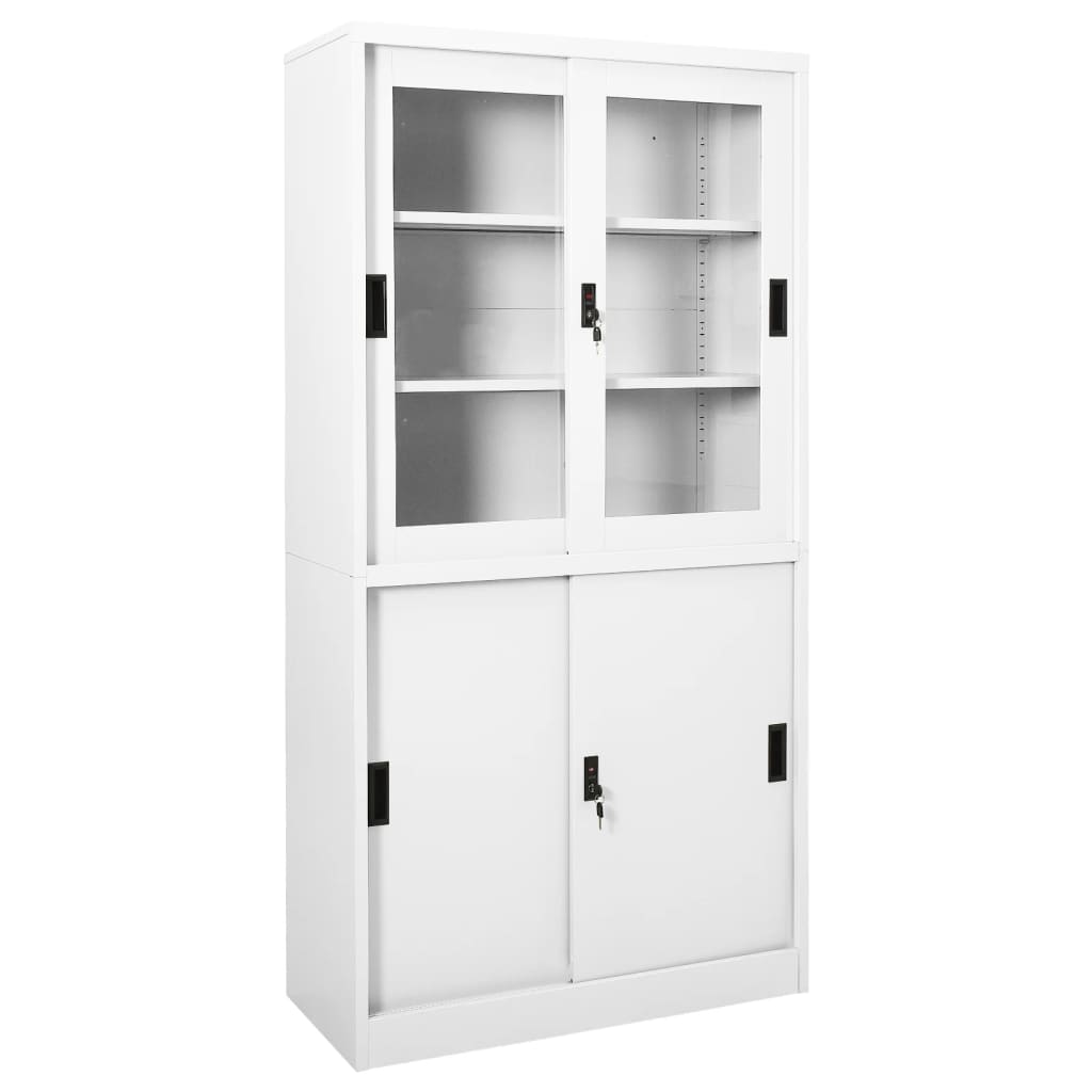 Office Cabinet with Sliding Door White 90x40x180 cm Steel - Charlotte Dunes