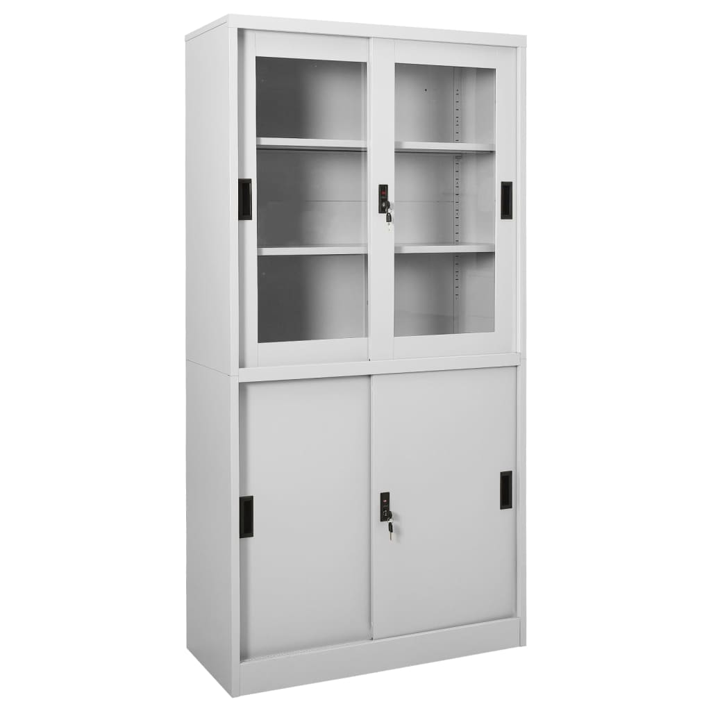 Office Cabinet with Sliding Door Light Grey 90x40x180 cm Steel - Millennium Furniture