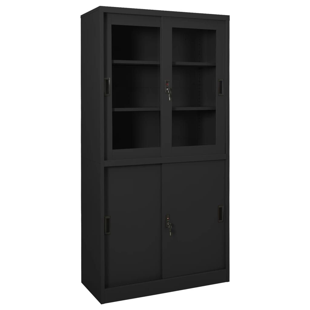 Office Cabinet with Sliding Door Anthracite 90x40x180 cm Steel - Brittle & Co