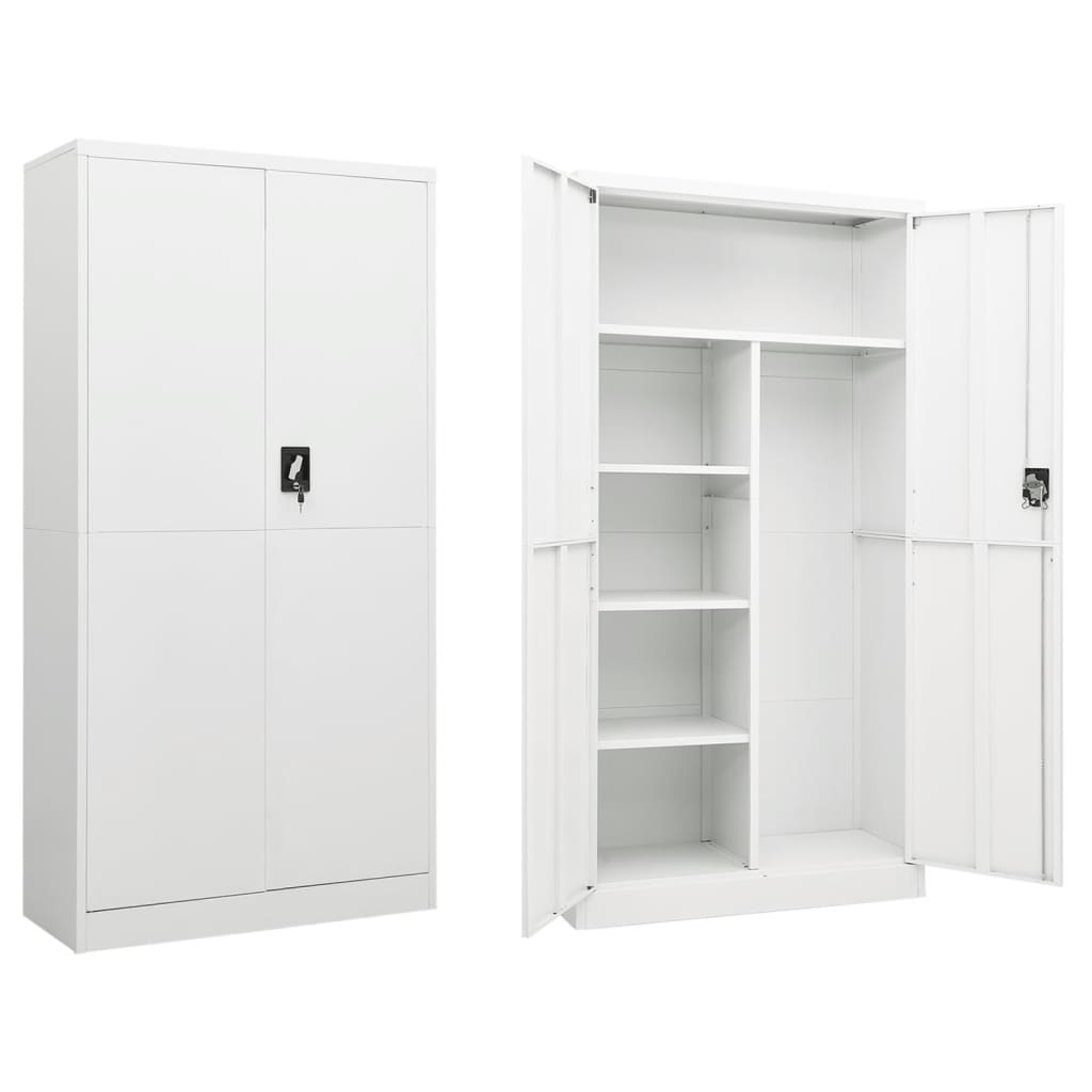 Locker Cabinet White 90x40x180 cm Steel - Sid & Sam