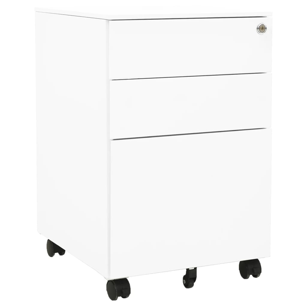Mobile File Cabinet White 39x45x60 cm Steel - Decor Base