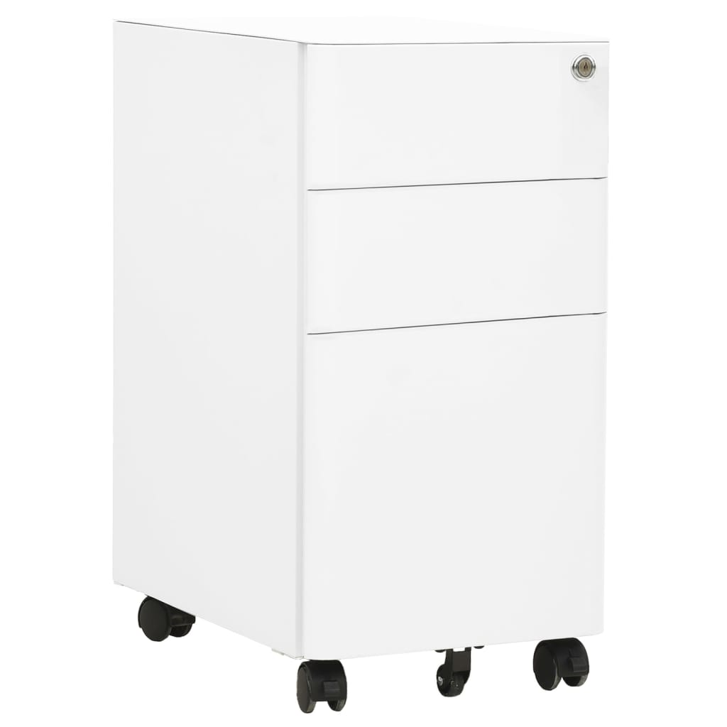 Mobile File Cabinet White 30x45x59 cm Steel - Millennium Furniture