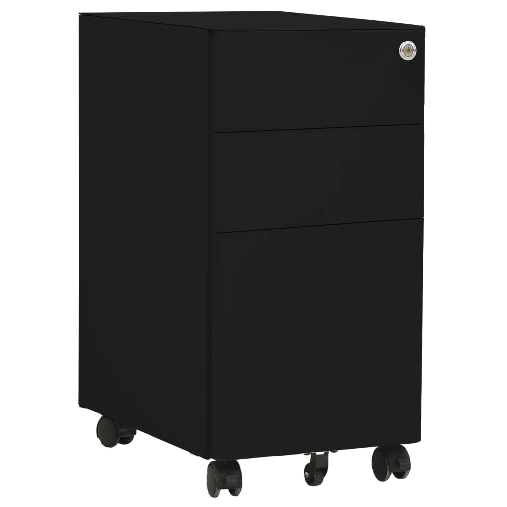 Mobile File Cabinet Black 30x45x59 cm Steel - The Home Maker