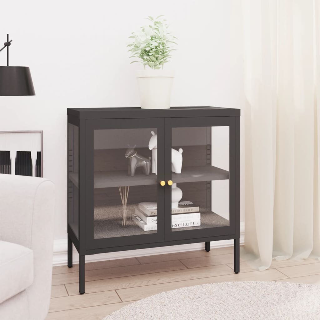 Sideboard Anthracite 70x35x70 cm Steel and Glass - Casper Homes