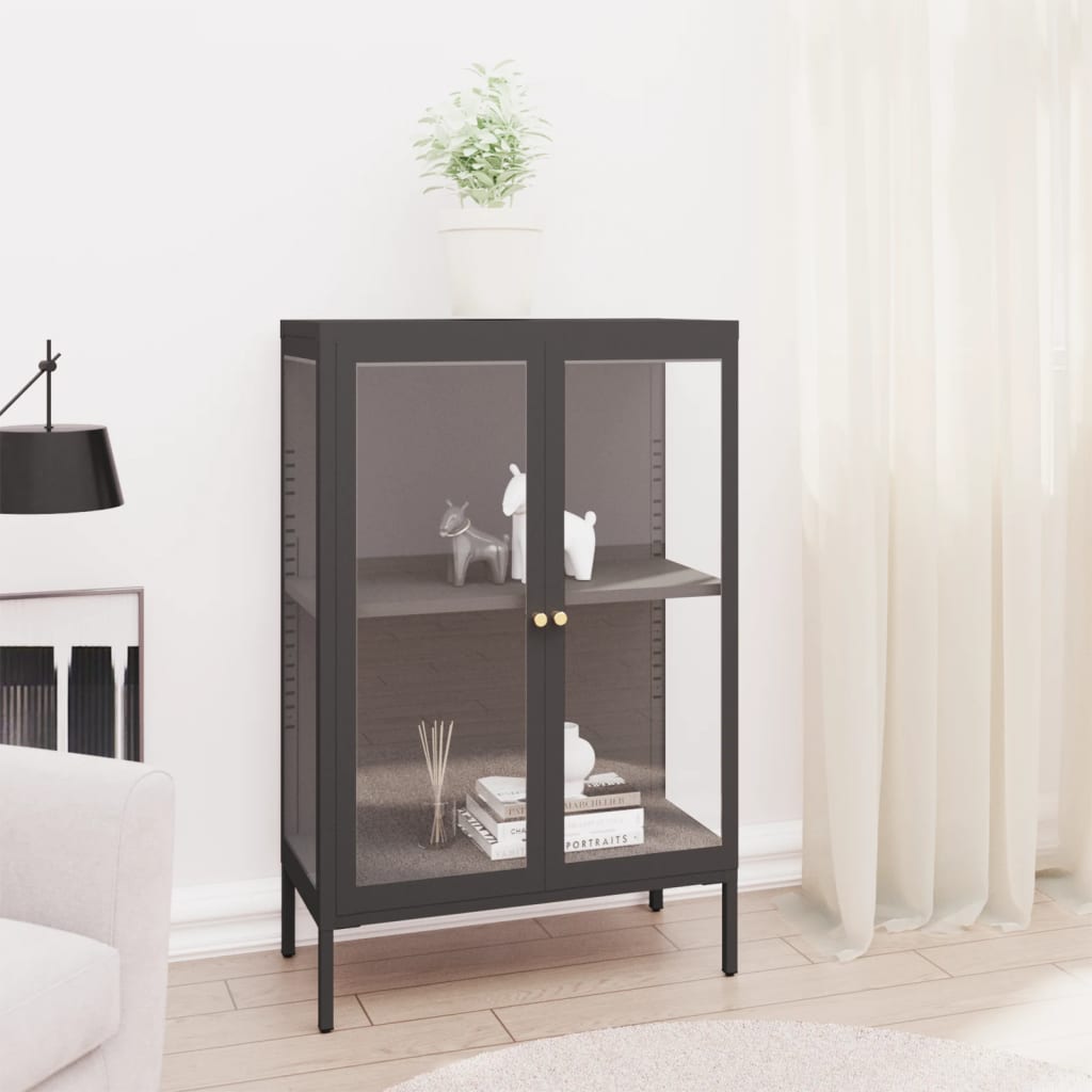 Sideboard Anthracite 75x35x105 cm Steel and Glass - Casper Homes
