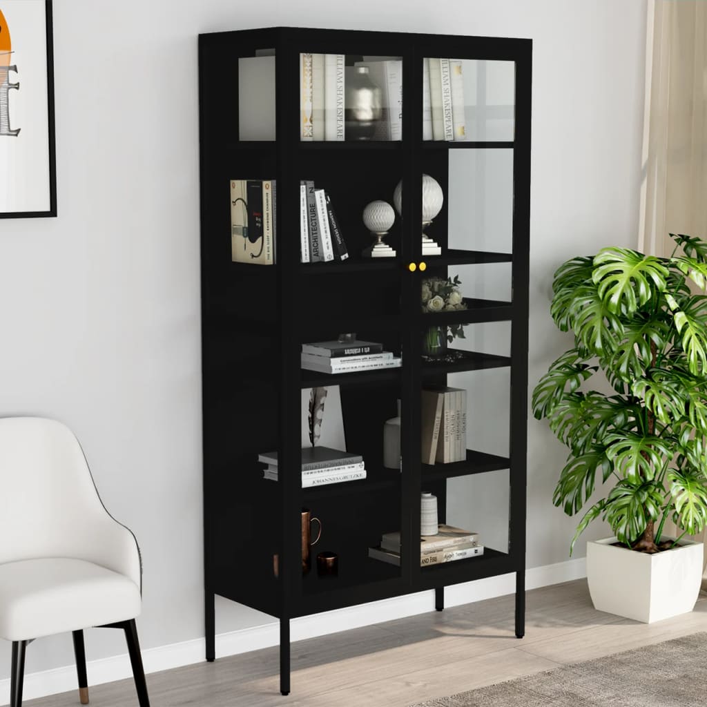 Display Cabinet Black 90x40x180 cm Steel and Tempered Glass - Style and Chic