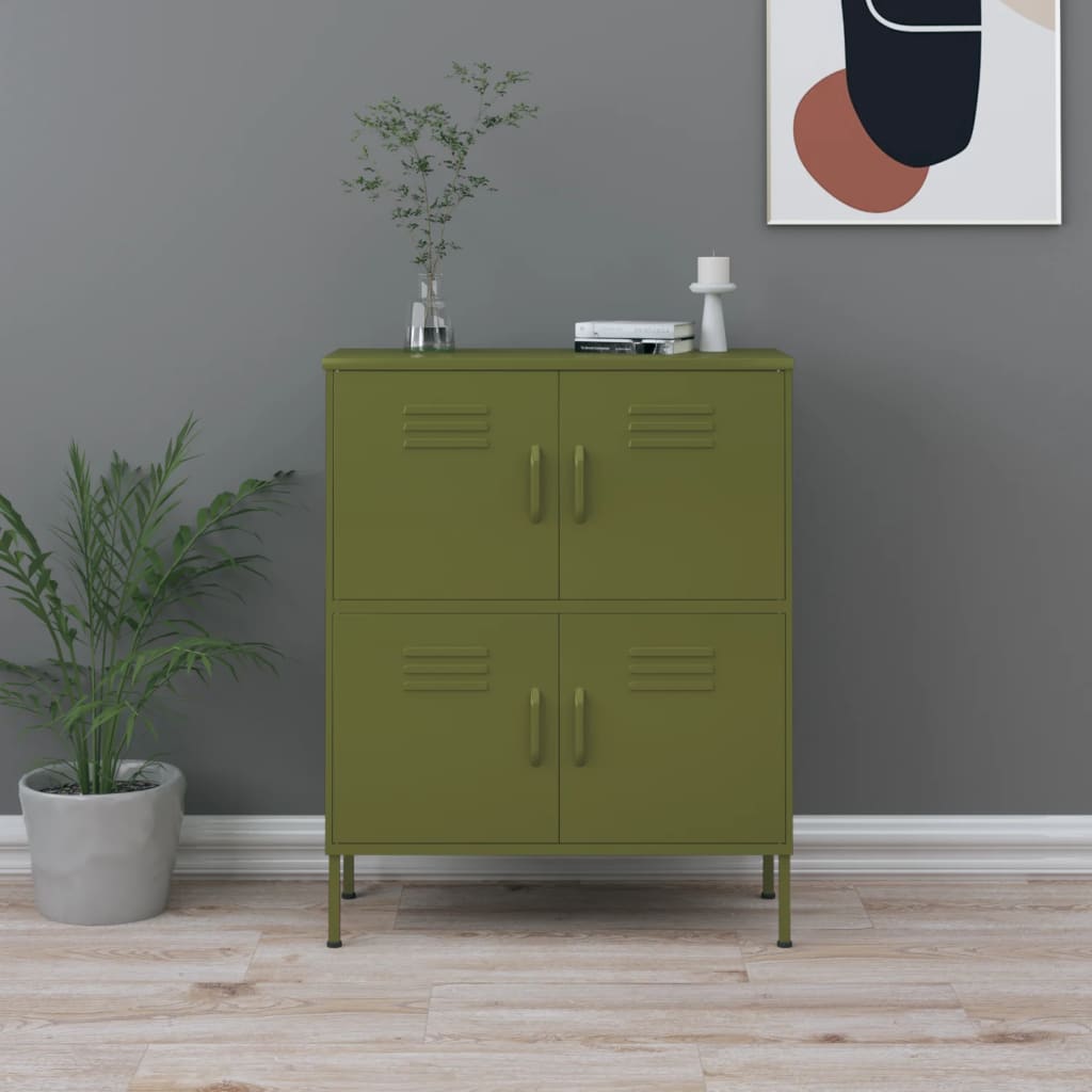 Storage Cabinet Olive Green 80x35x101.5 cm Steel - Charlotte Dunes
