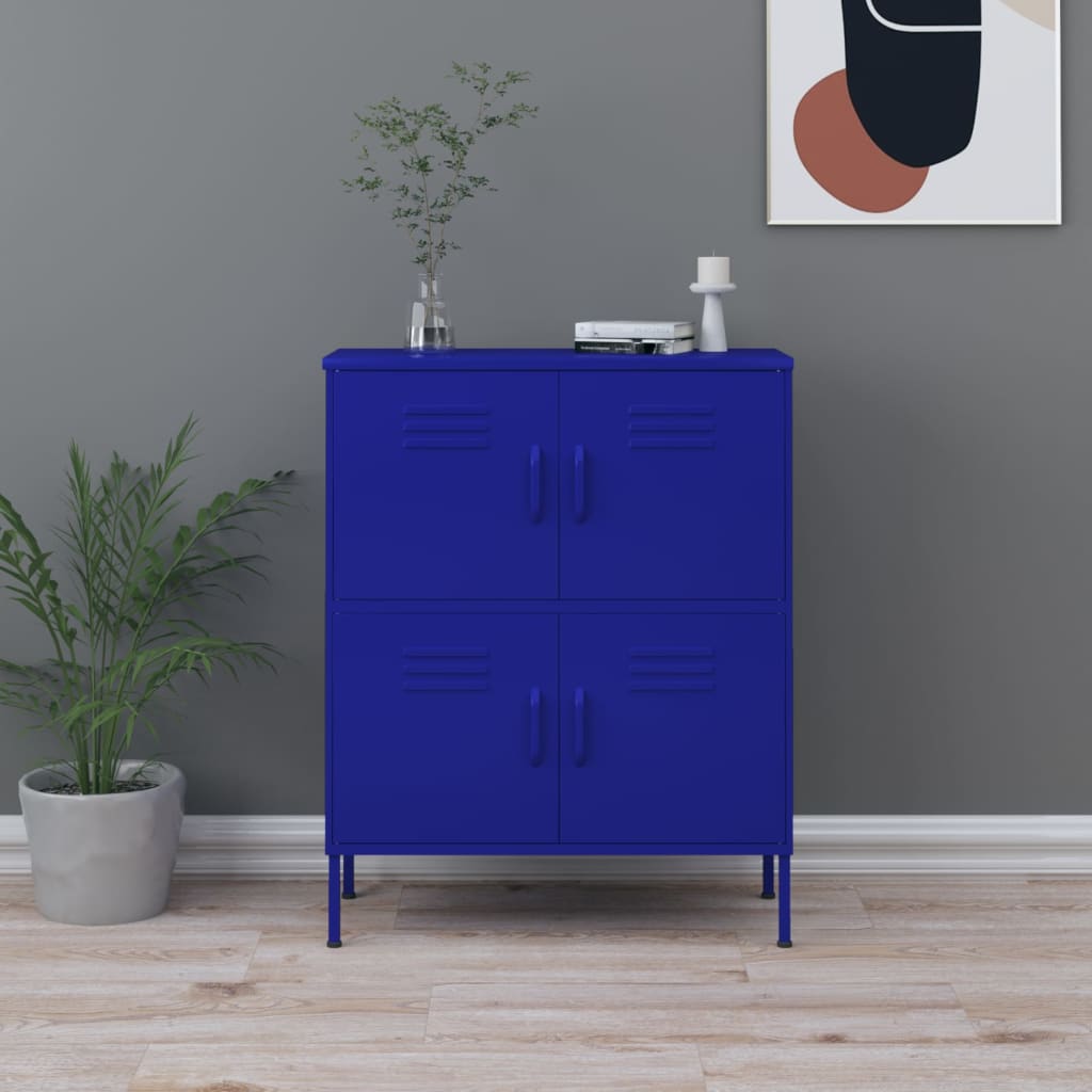 Storage Cabinet Navy Blue 80x35x101.5 cm Steel - R and M Furniture