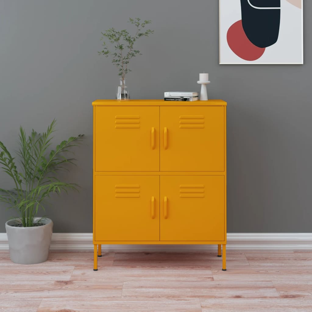 Storage Cabinet Mustard Yellow 80x35x101.5 cm Steel - Style and Chic