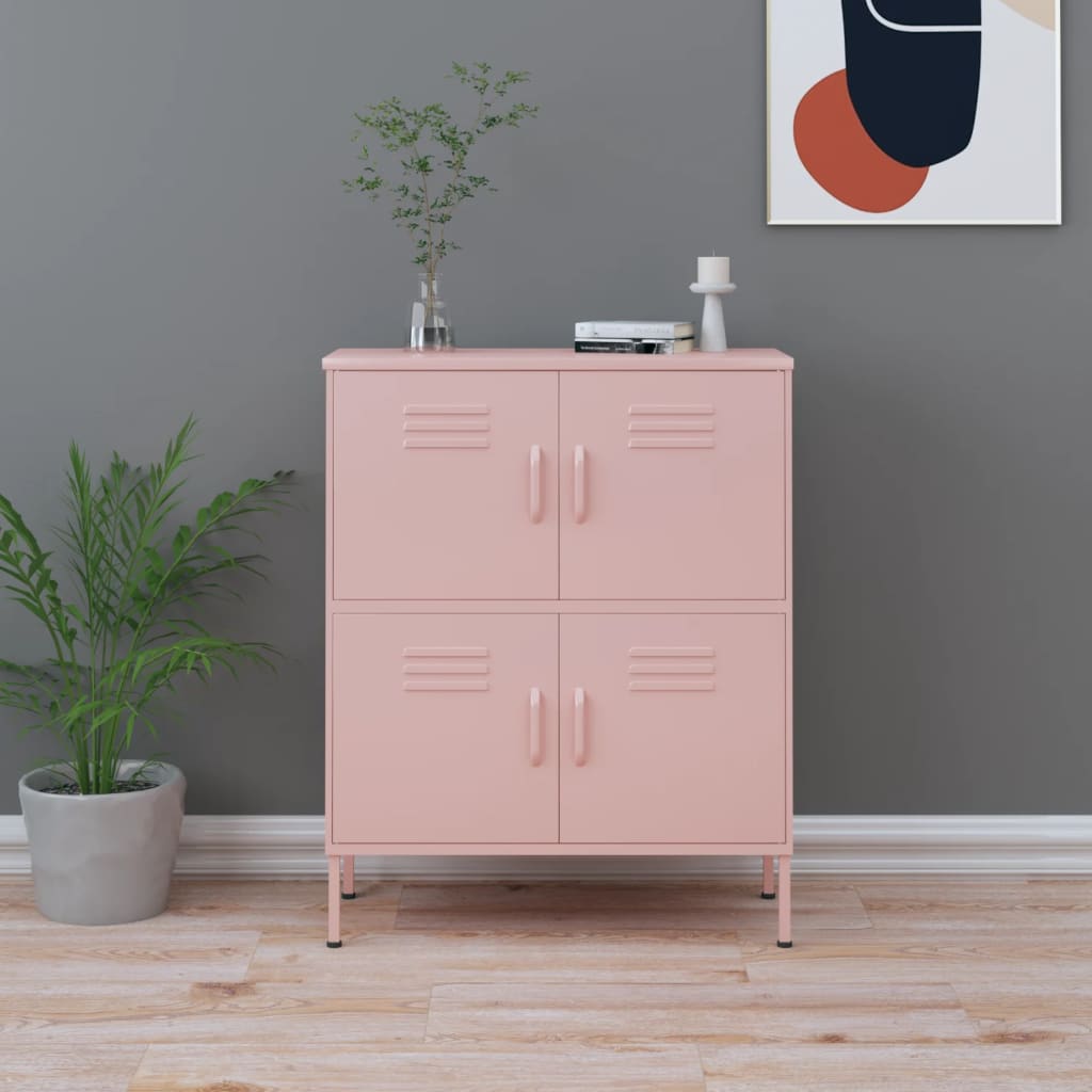 Storage Cabinet Pink 80x35x101.5 cm Steel - Decor Base