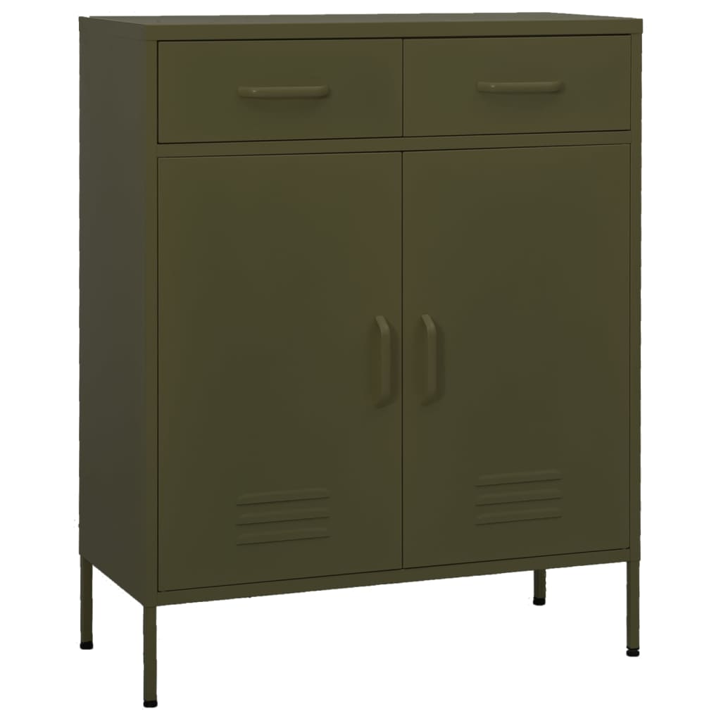 Storage Cabinet Olive Green 80x35x101.5 cm Steel - The Home Maker