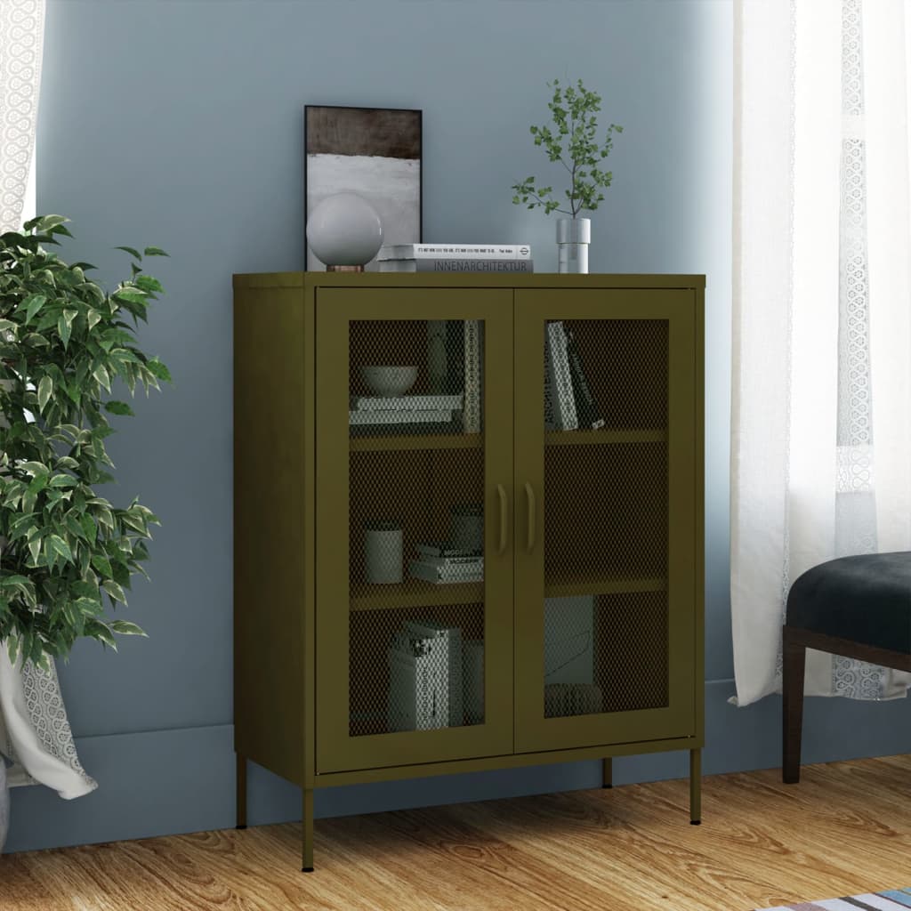 Storage Cabinet Olive Green 80x35x101.5 cm Steel - Sid & Sam