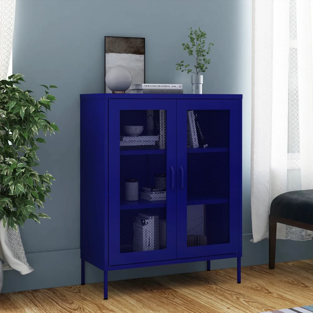 Storage Cabinet Navy Blue 80x35x101.5 cm Steel - Brittle & Co
