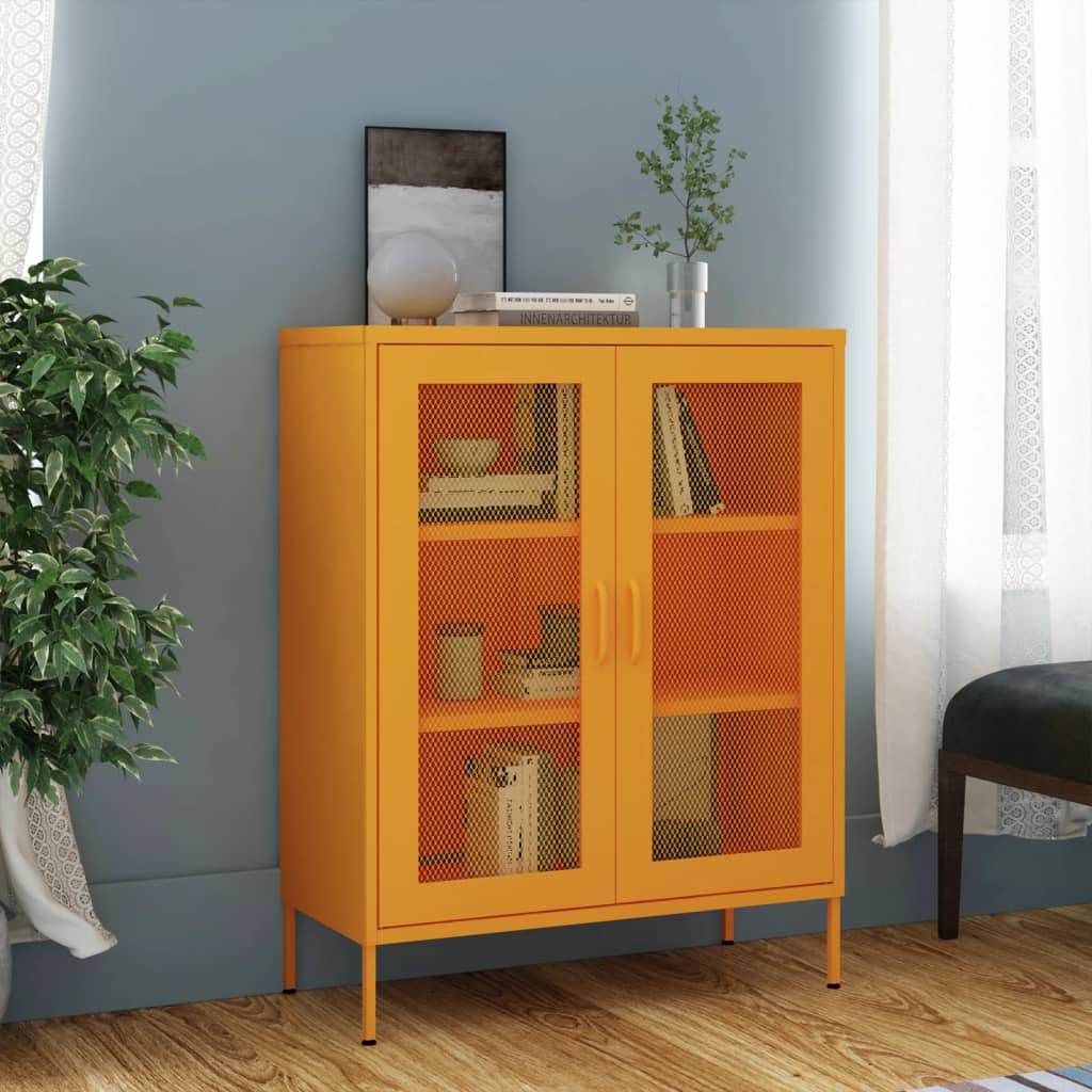 Storage Cabinet Mustard Yellow 80x35x101.5 cm Steel - Merlin Deals