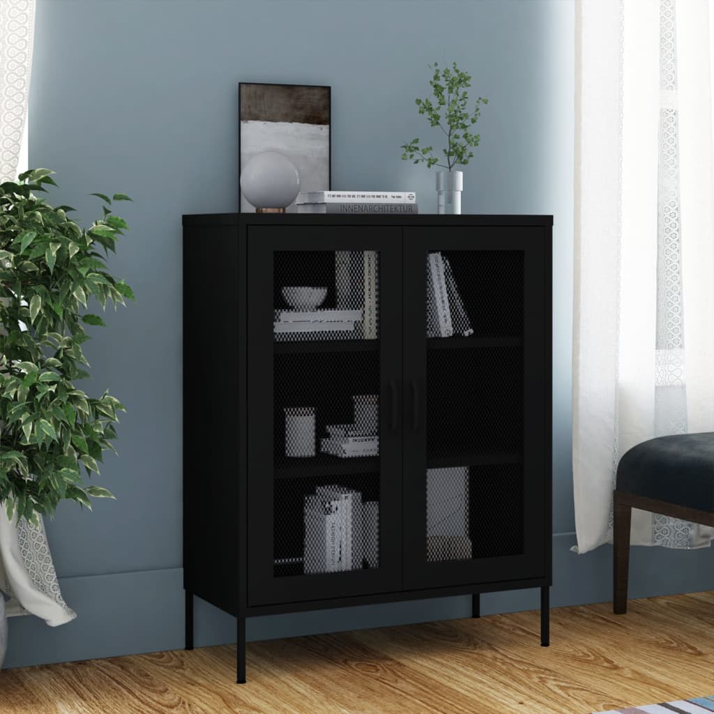 Storage Cabinet Black 80x35x101.5 cm Steel - Merlin Deals