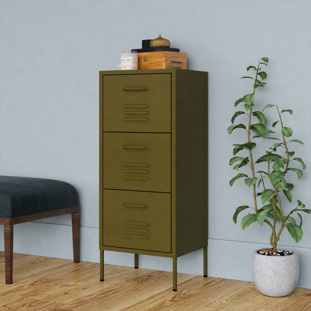 Storage Cabinet Olive Green 42.5x35x101.5 cm Steel - Casper Homes