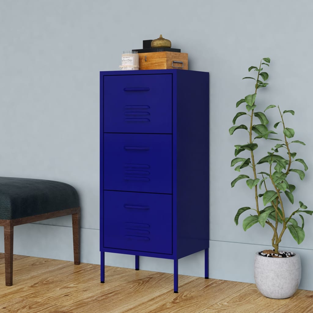 Storage Cabinet Navy Blue 42.5x35x101.5 cm Steel - R and M Furniture
