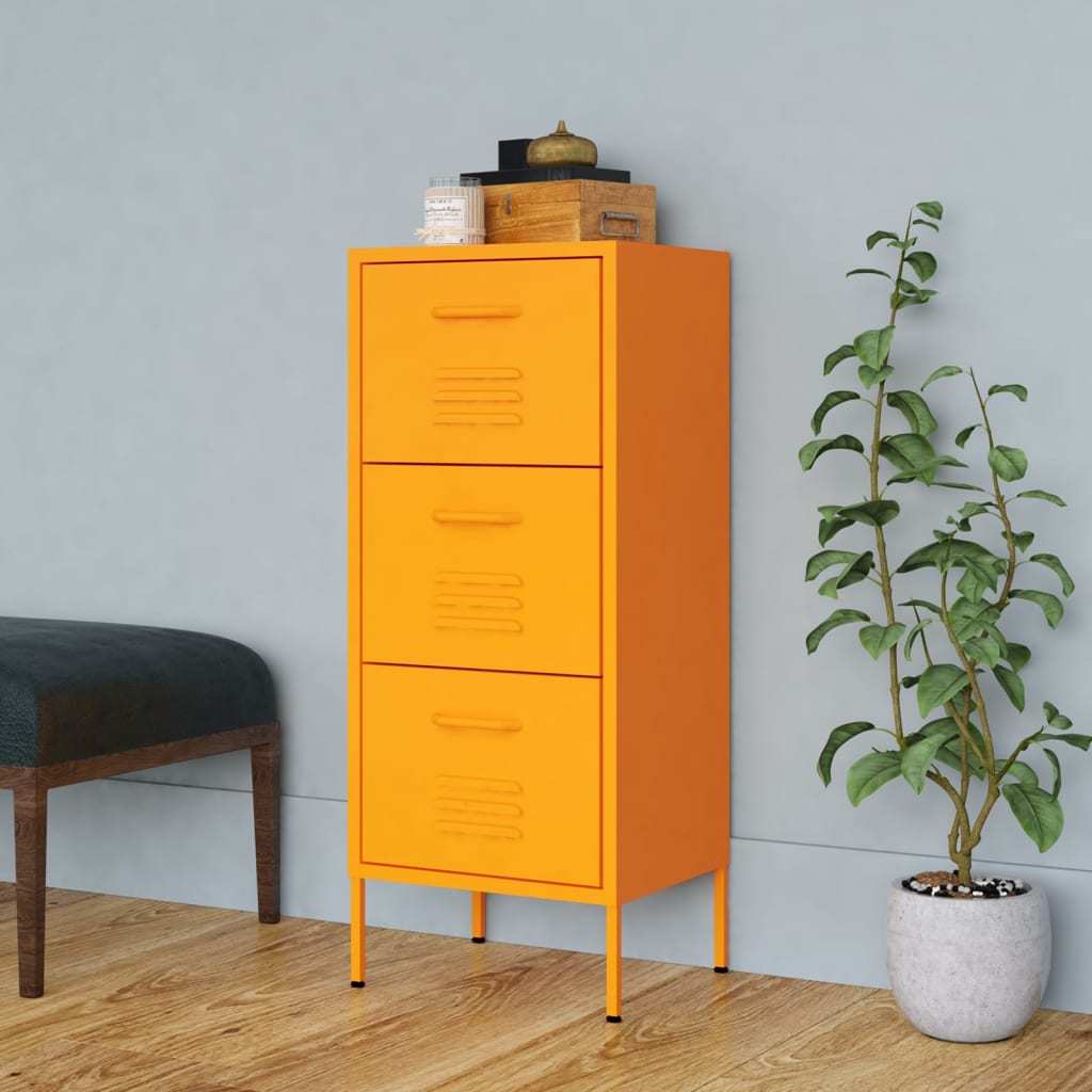 Storage Cabinet Mustard Yellow 42.5x35x101.5 cm Steel - Design Hut