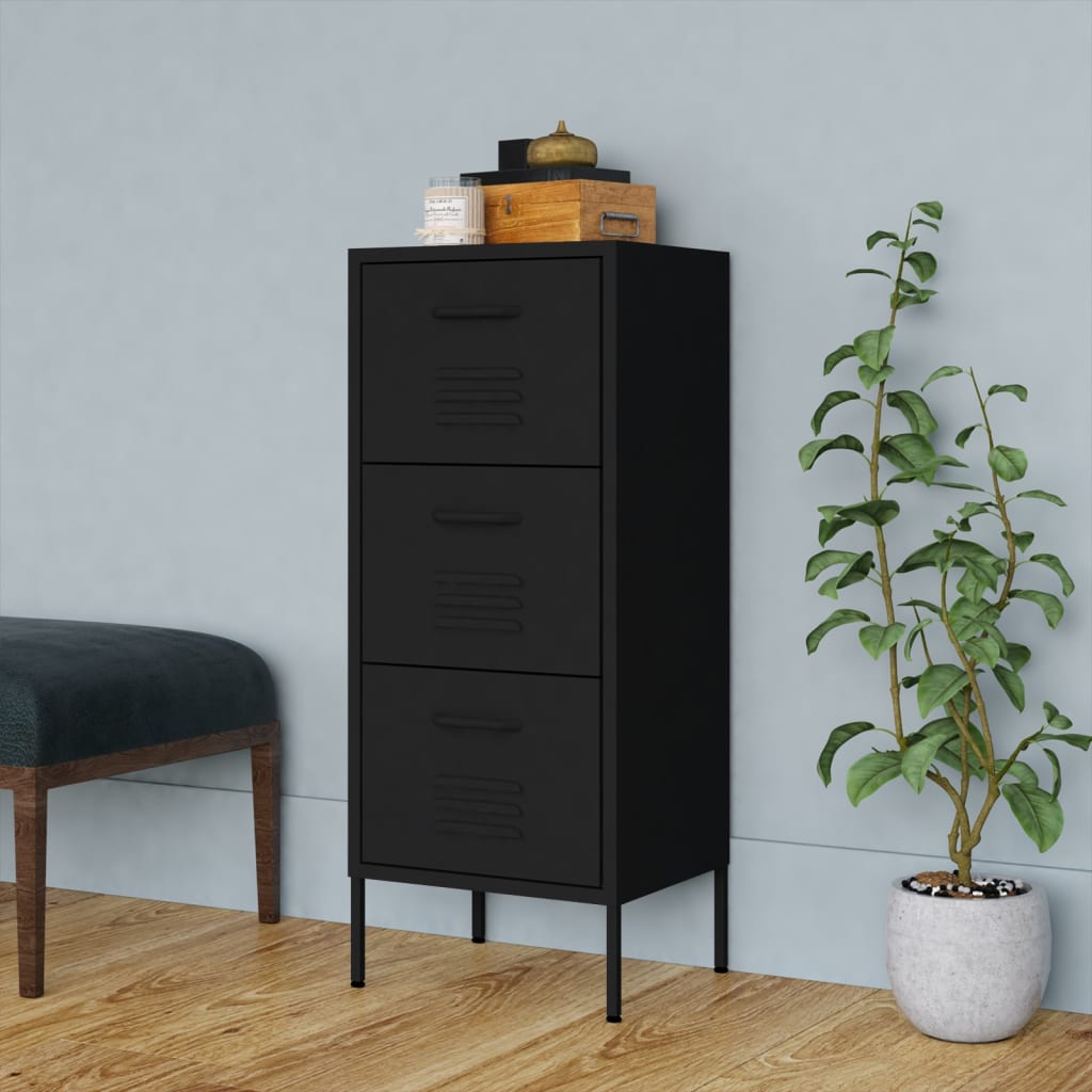 Storage Cabinet Black 42.5x35x101.5 cm Steel - Brittle & Co