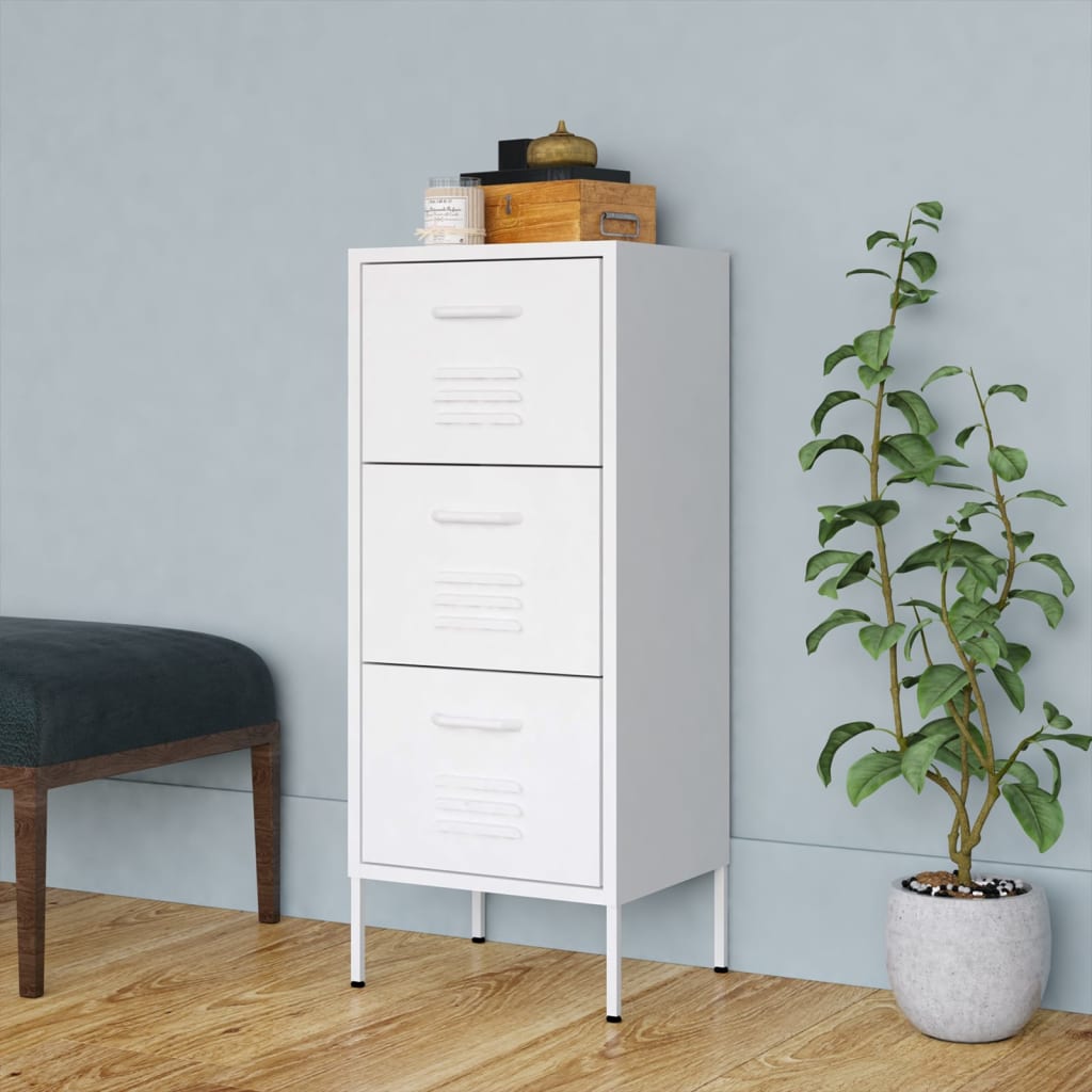 Storage Cabinet White 42.5x35x101.5 cm Steel - Millennium Furniture