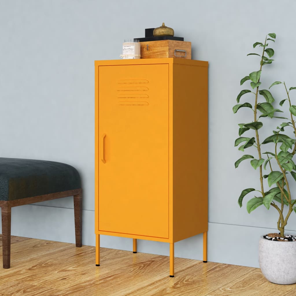 Storage Cabinet Mustard Yellow 42.5x35x101.5 cm Steel - The Home Maker