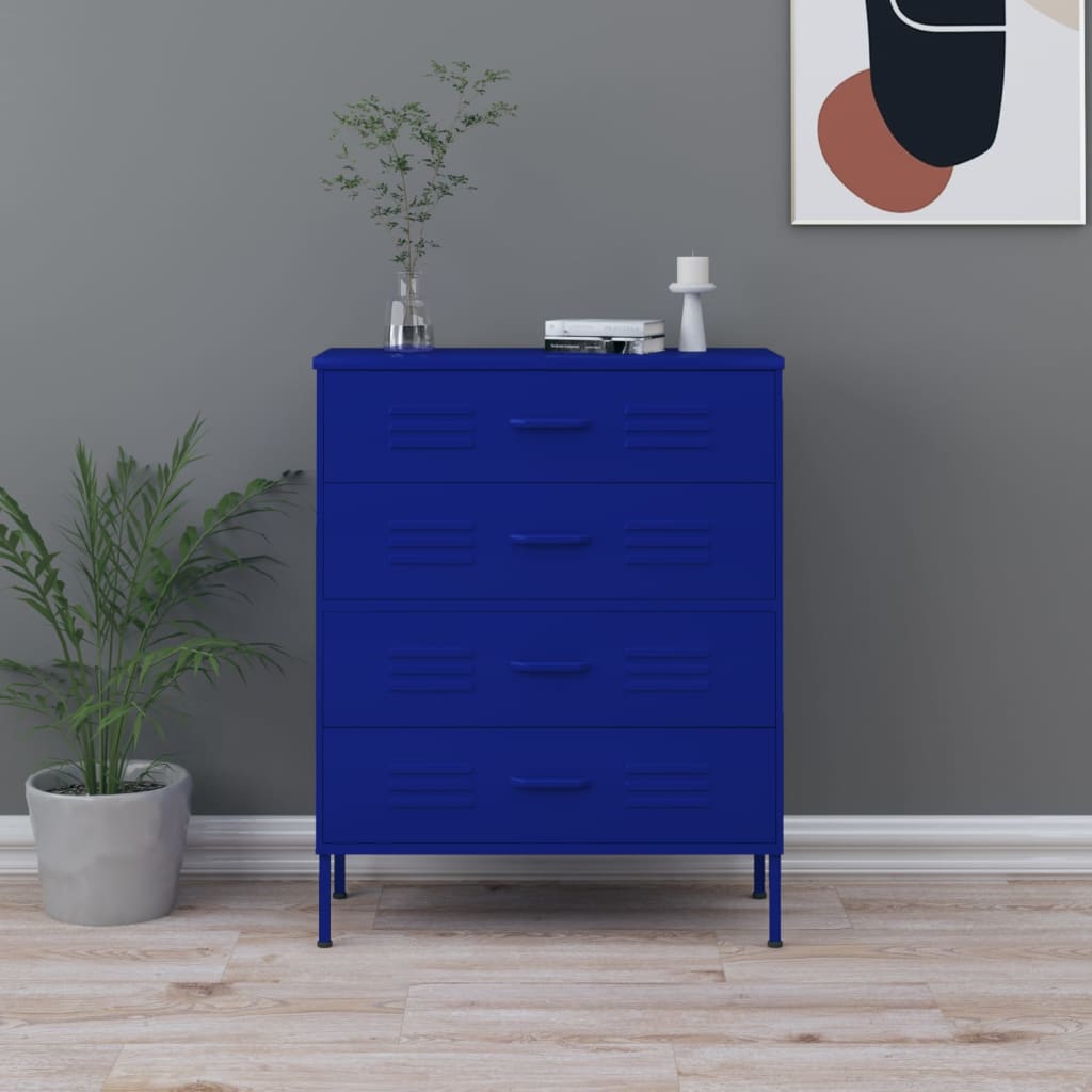 EWELINA Blue Chest of Drawers - Medium-sized, 4 Drawers - Merkel Designers
