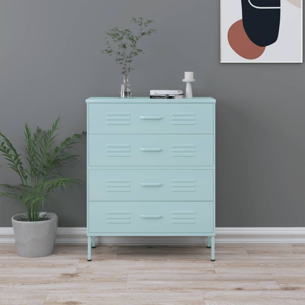 EWELINA Green Chest of Drawers - Medium-sized, 4 Drawers - Brittle & Co