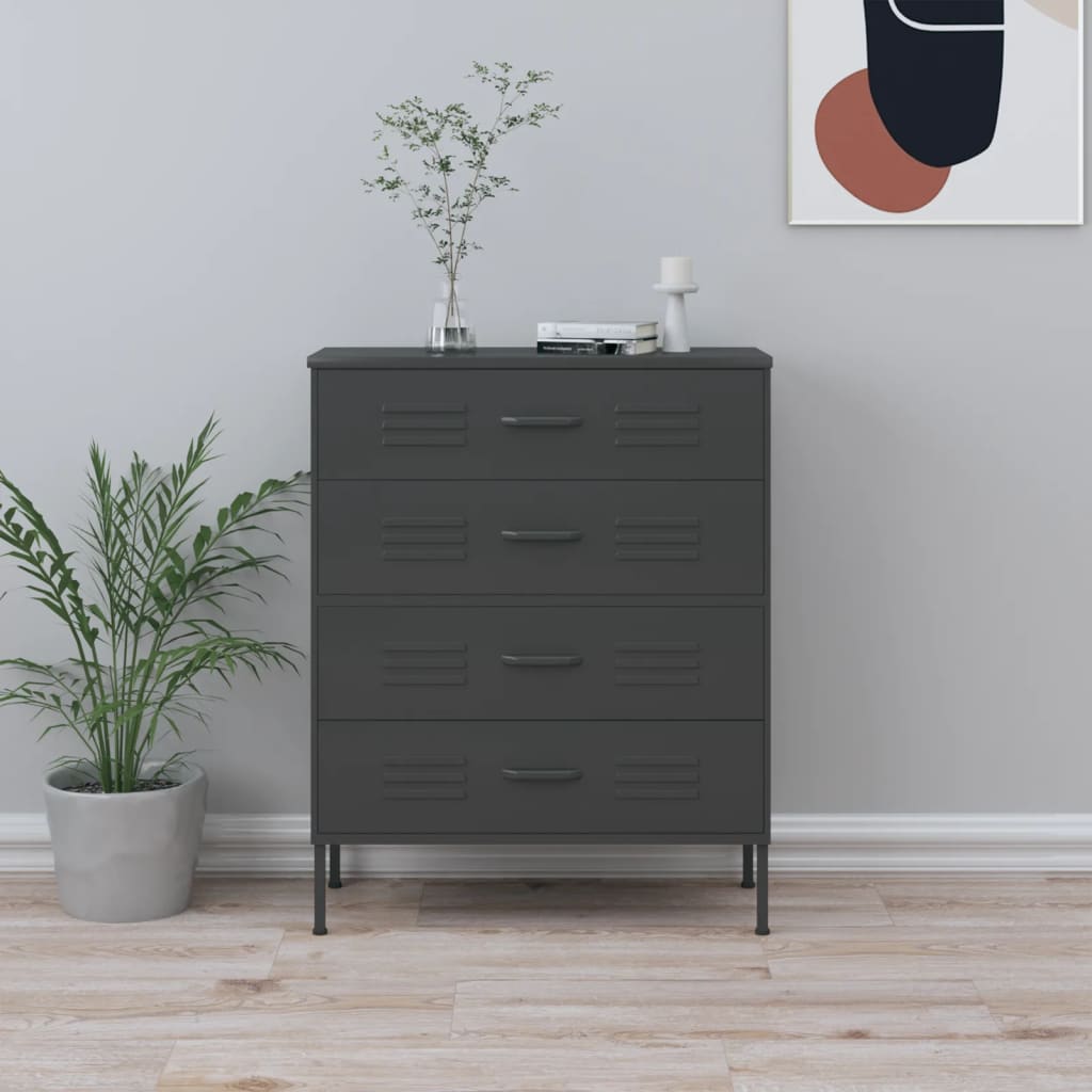 EWELINA Grey Chest of Drawers - Medium-sized, 4 Drawers - Casper Homes