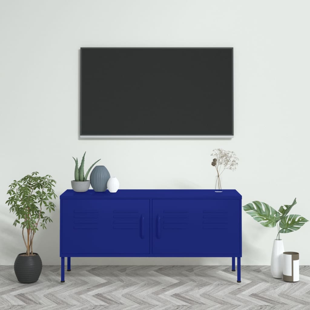 TV Cabinet Navy Blue 105x35x50 cm Steel - All Things Good