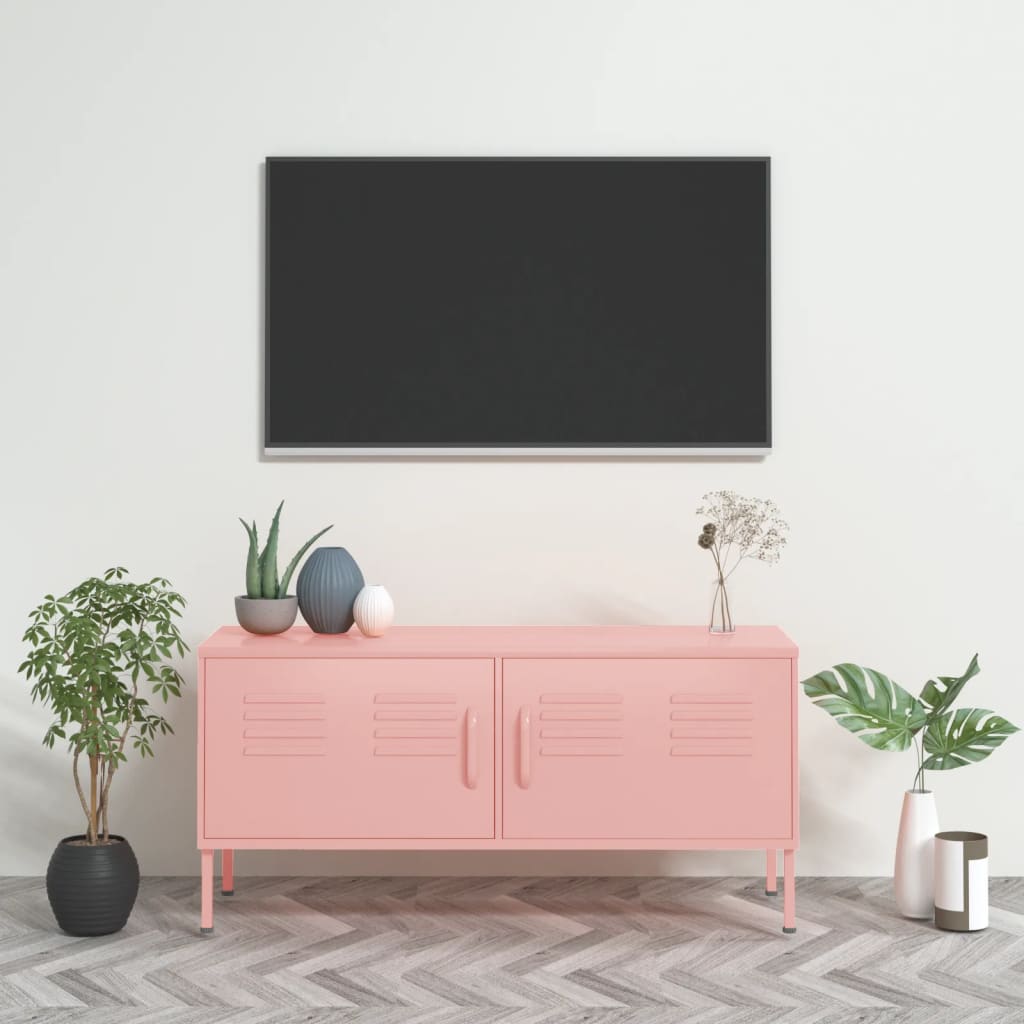 TV Cabinet Pink 105x35x50 cm Steel - Brittle & Co