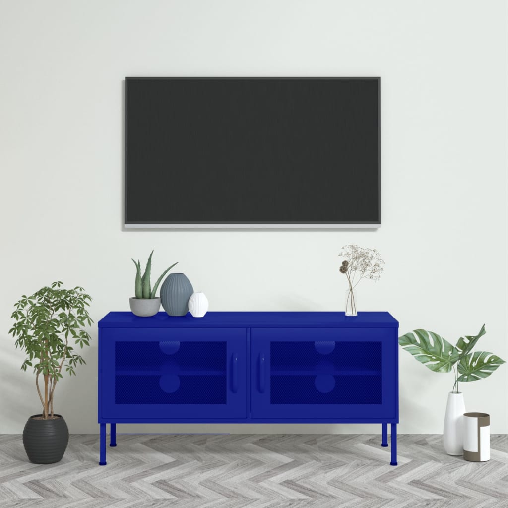 TV Cabinet Navy Blue 105x35x50 cm Steel - Sid & Sam