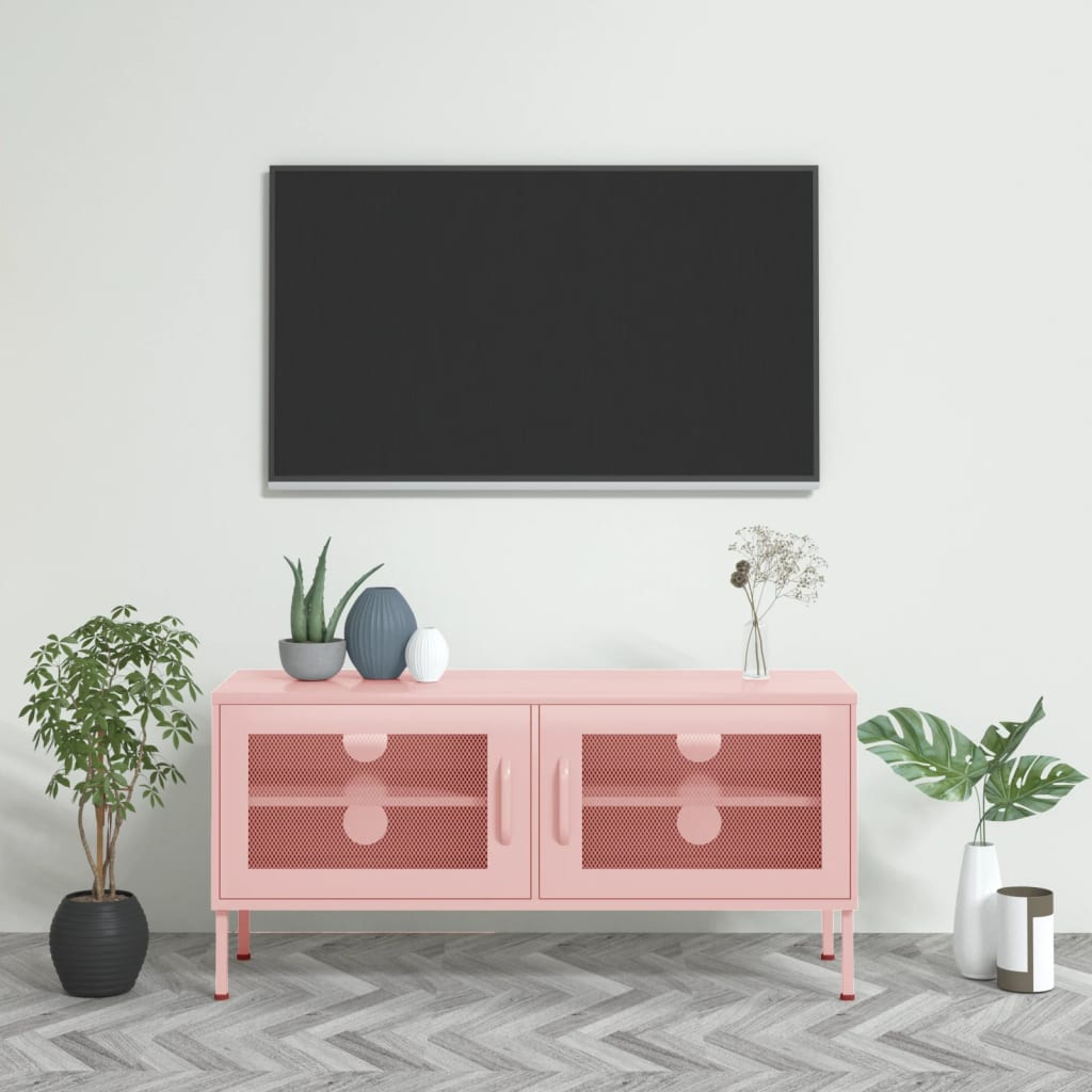 TV Cabinet Pink 105x35x50 cm Steel - Style and Chic