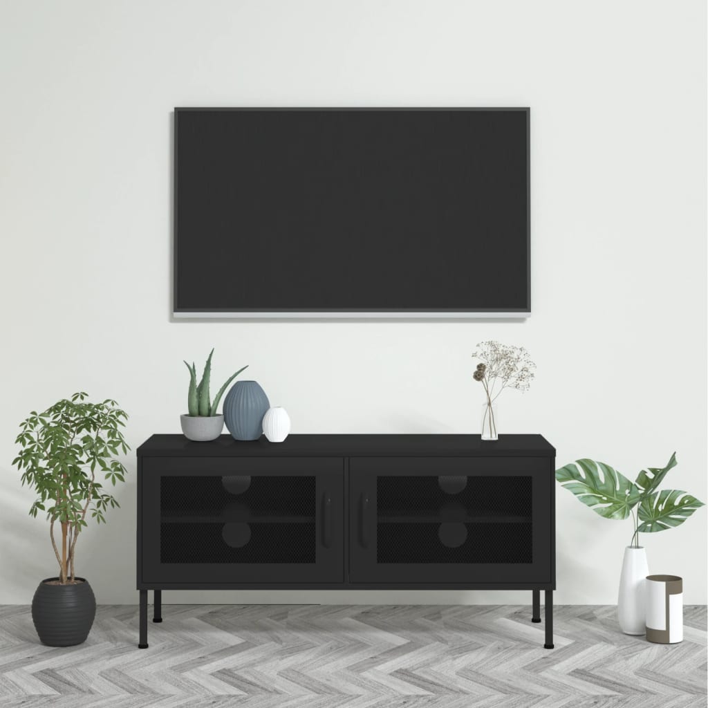 TV Cabinet Black 105x35x50 cm Steel - Tyrell & Tyrell