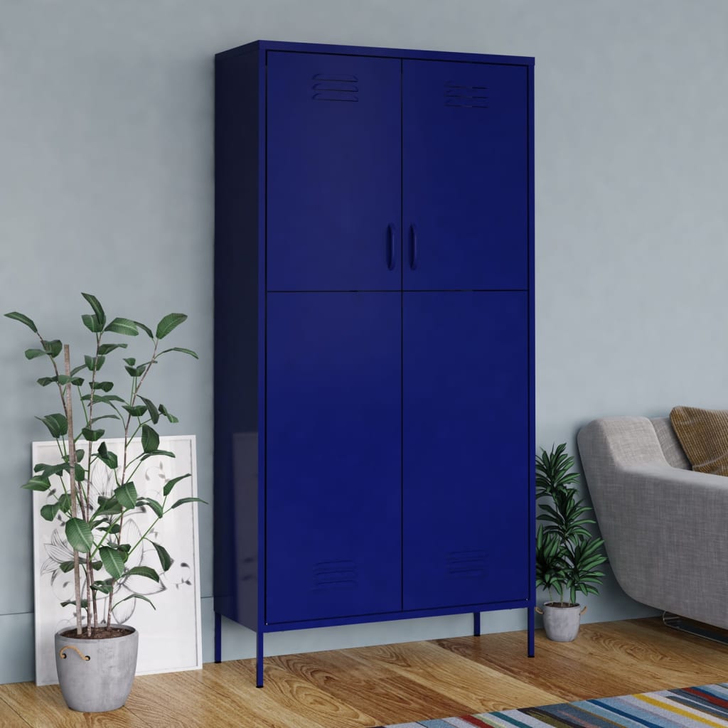 Wardrobe - ASPEN 2 Door Wardrobe Navy blue 90cm - Style and Chic