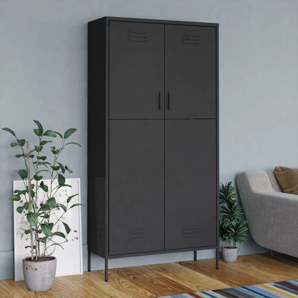 Wardrobe - ASPEN 2 Door Wardrobe Anthracite 90cm - Sid & Sam