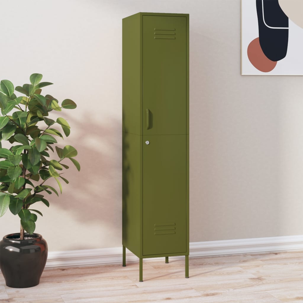 Locker Cabinet Olive Green 35x46x180 cm Steel - Style and Chic