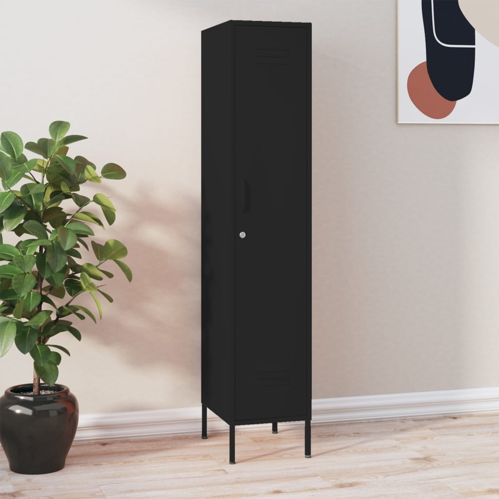 Locker Cabinet Black 35x46x180 cm Steel - Casper Homes