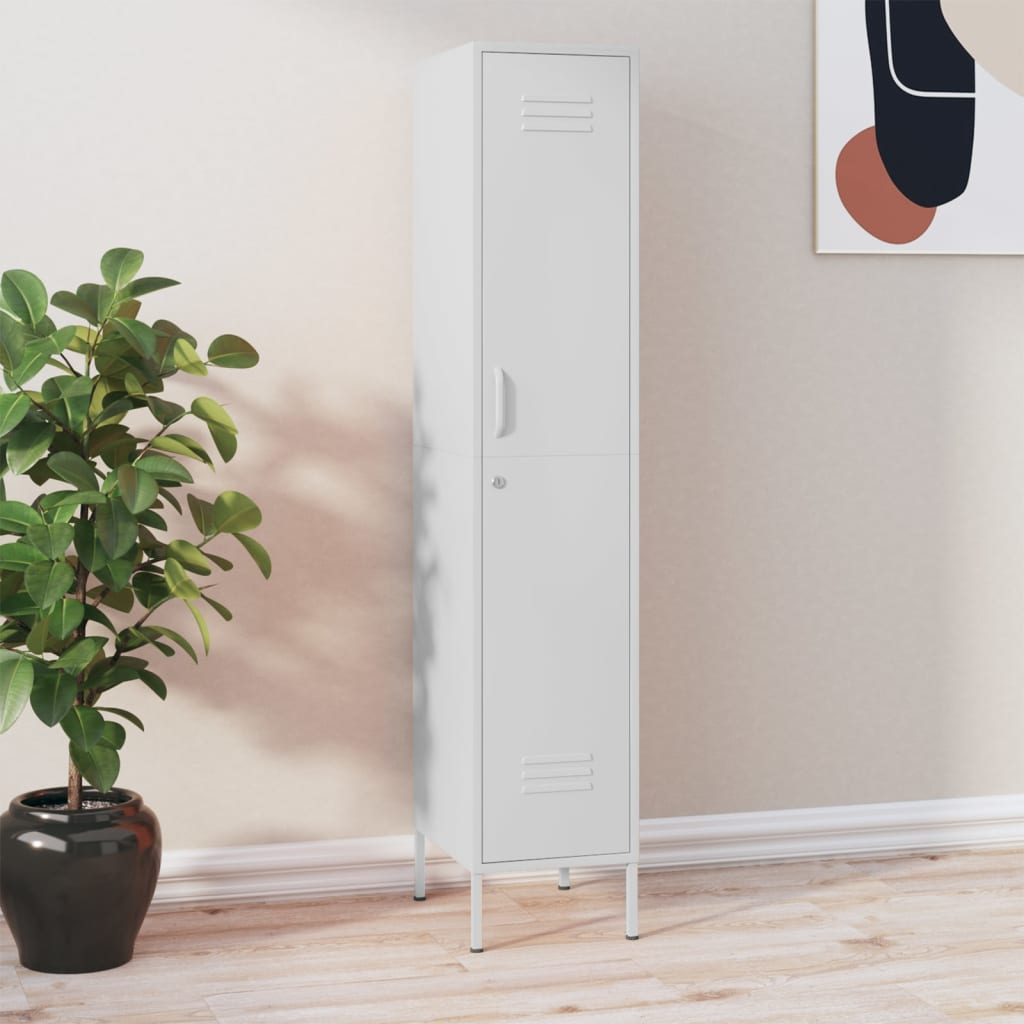 Locker Cabinet White 35x46x180 cm Steel - Tyrell & Tyrell