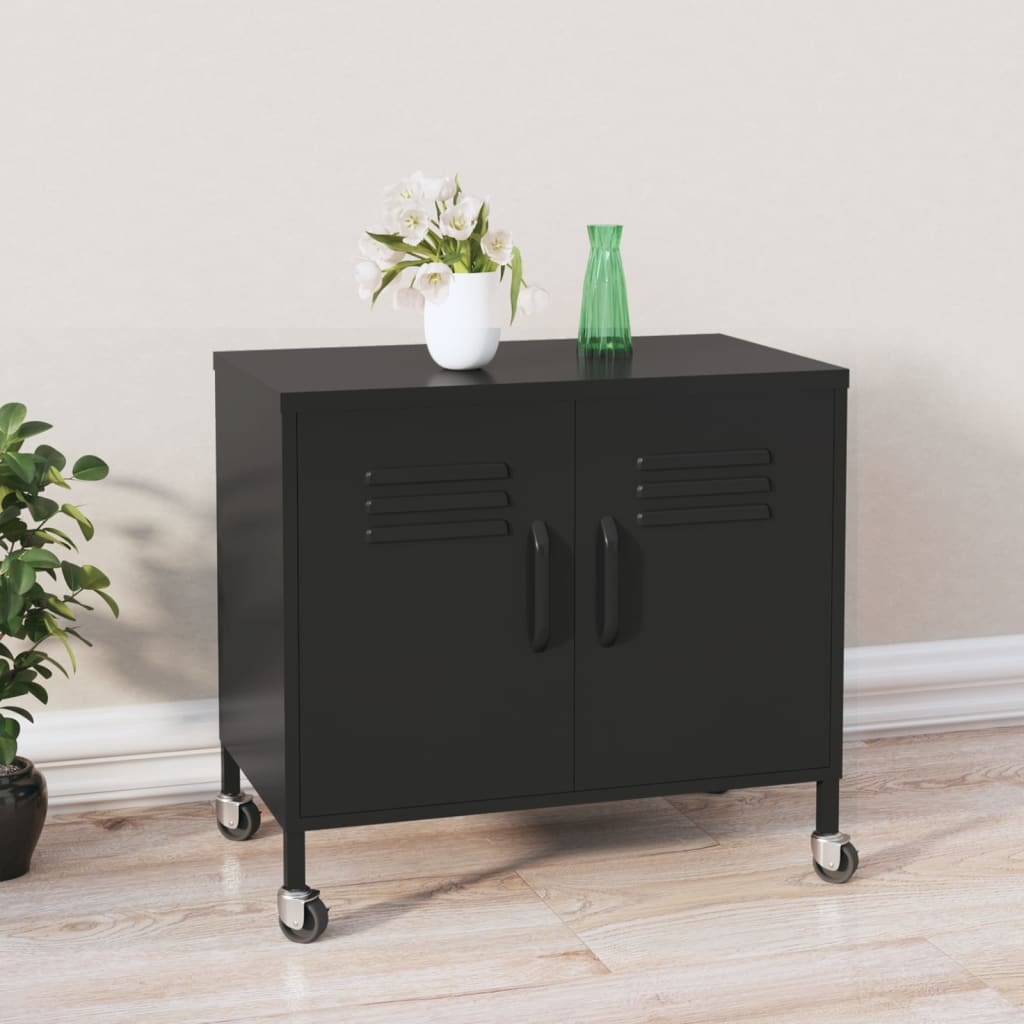 Storage Cabinet Black 60x35x56 cm Steel - Merlin Deals