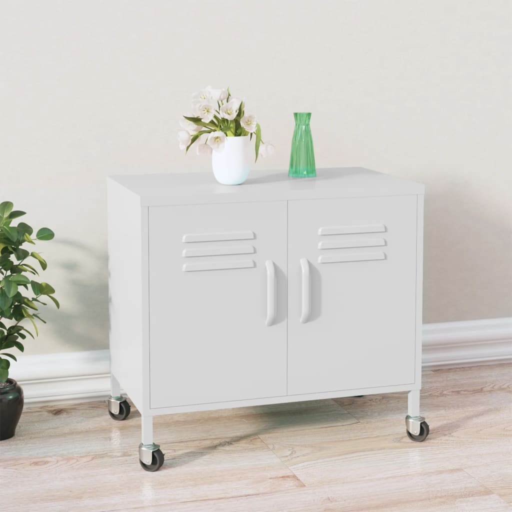 Storage Cabinet White 60x35x56 cm Steel - Tyrell & Tyrell