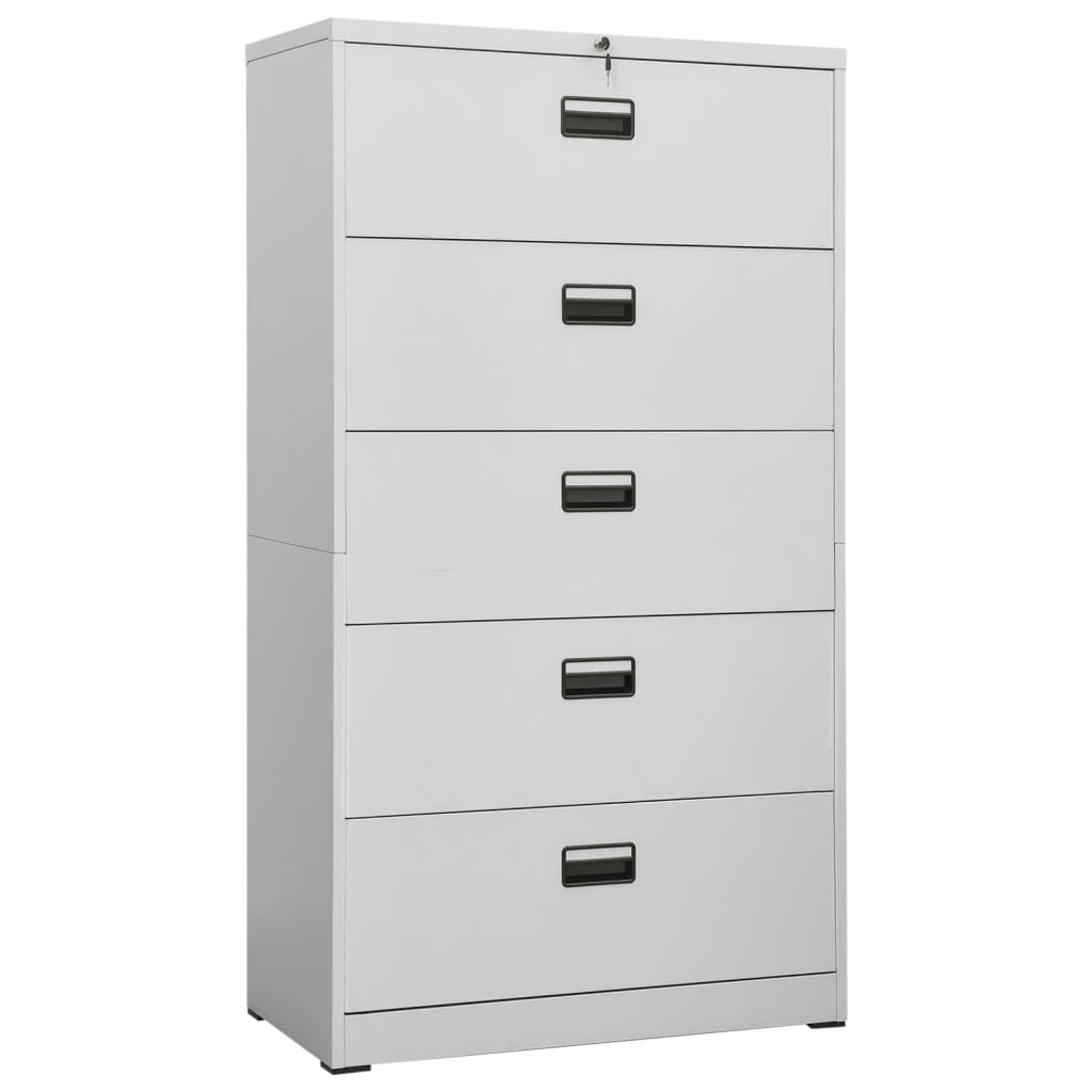 Filing Cabinet Light Grey 90x46x164 cm Steel - Style and Chic