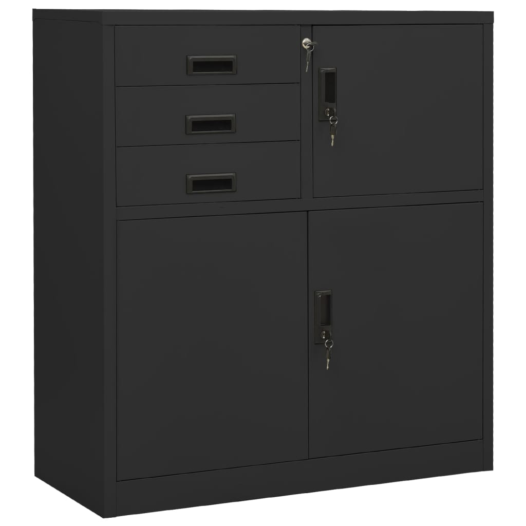 Office Cabinet Anthracite 90x40x102 cm Steel - Merkel Designers