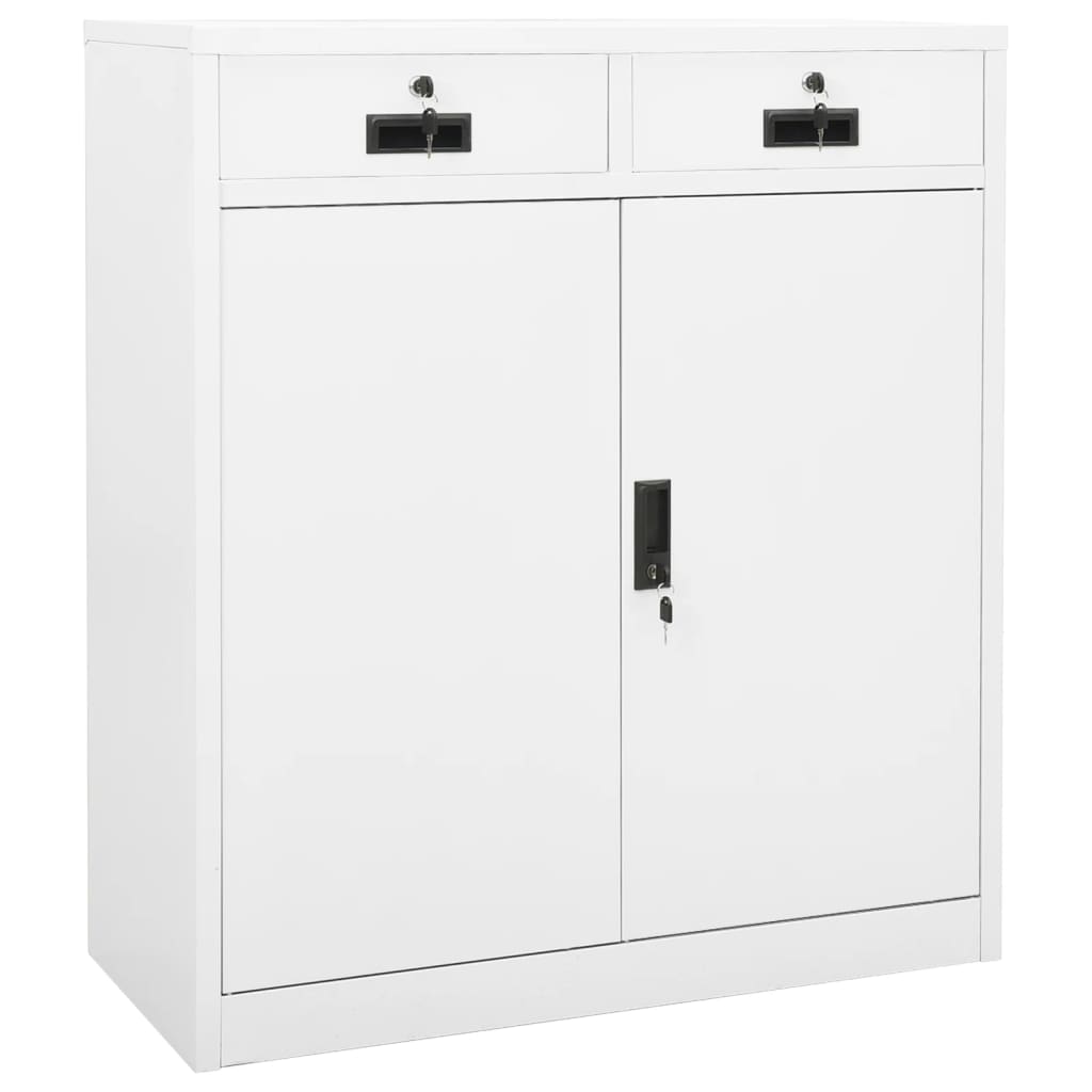 Office Cabinet White 90x40x102 cm Steel - The Home Maker