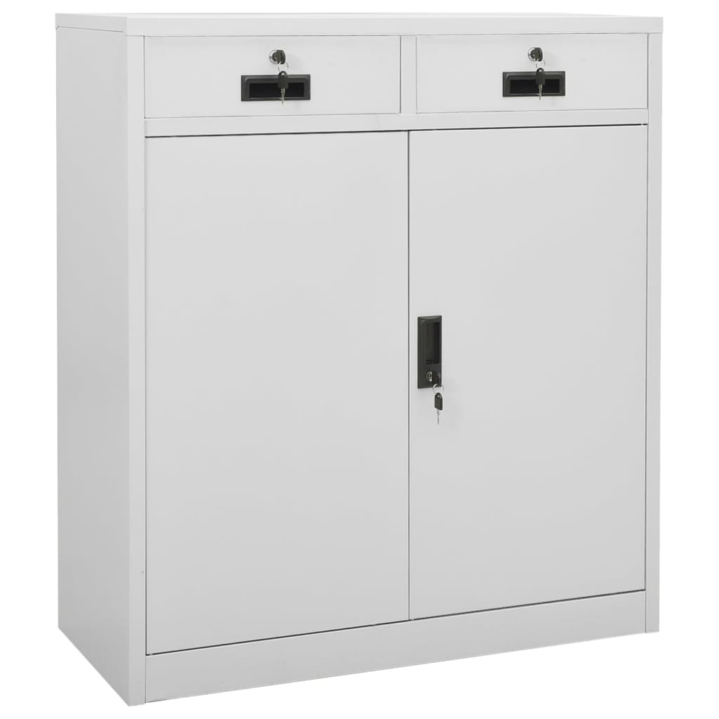 Office Cabinet Light Grey 90x40x102 cm Steel - All Things Good