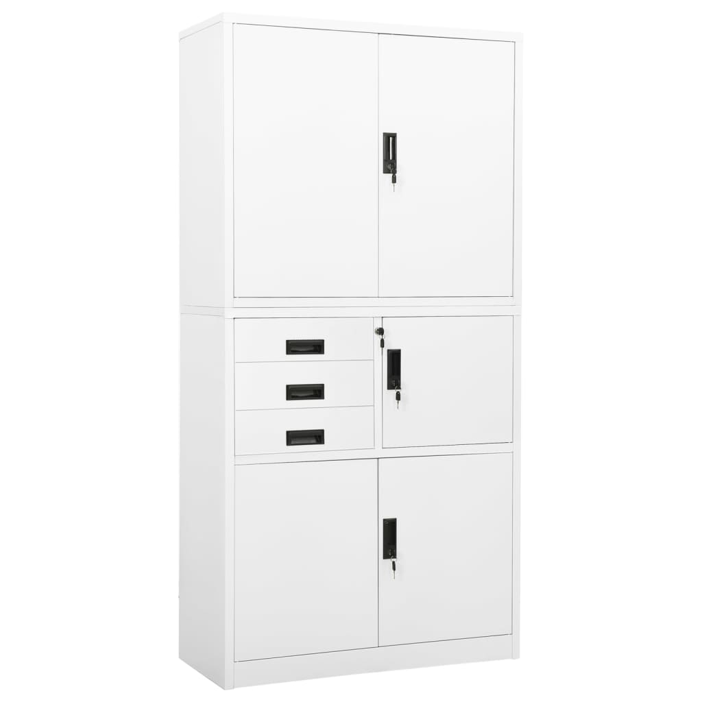 Office Cabinet White 90x40x180 cm Steel - Discount Dealers